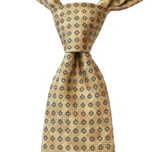 BRIONI Silk Geometric Neck Tie 64” Gold Yellow Made in Italy